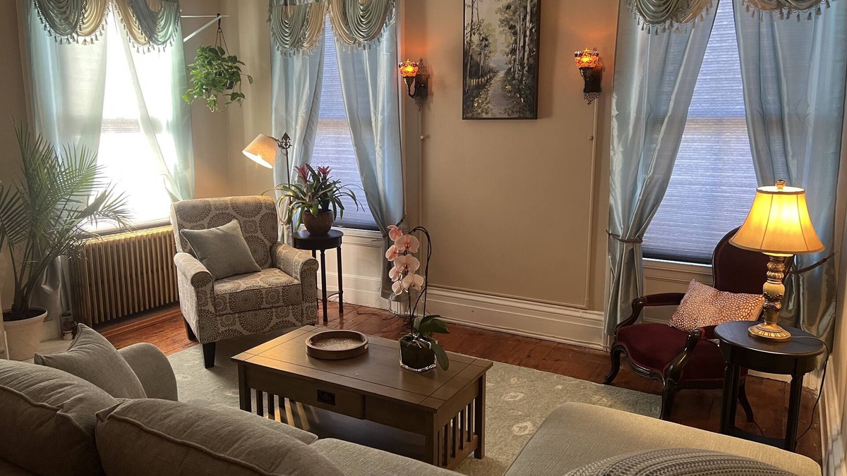 Poughkeepsie Apartment | 1 Br Private Victorian Apt in Convenient City Location on Half Acre Sleeps 4