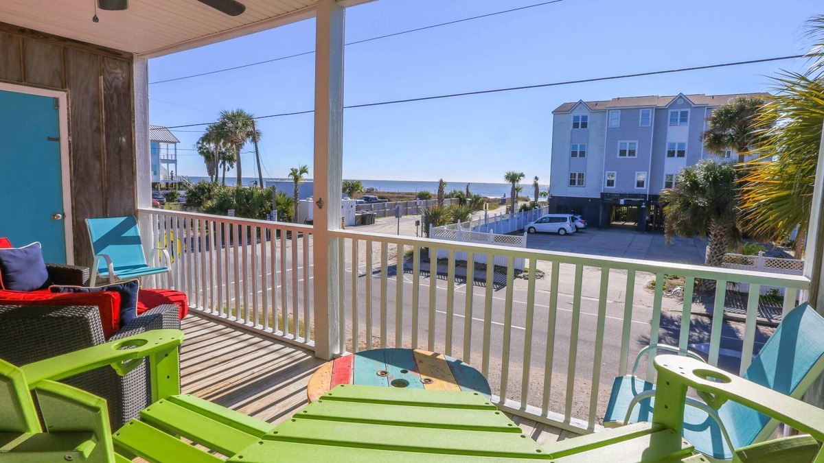 Folly Beach Condo | 1 min to Beach. Relax & Watch the Sunrise, Beach & Crashing Waves from Our Covered Balcony!