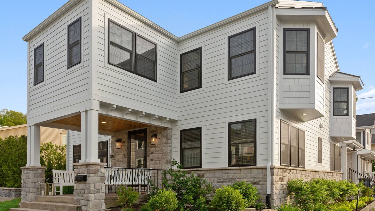 Michigan City House | 100 steps to Lake Michigan beach, private paved courtyard, gas fire pit.