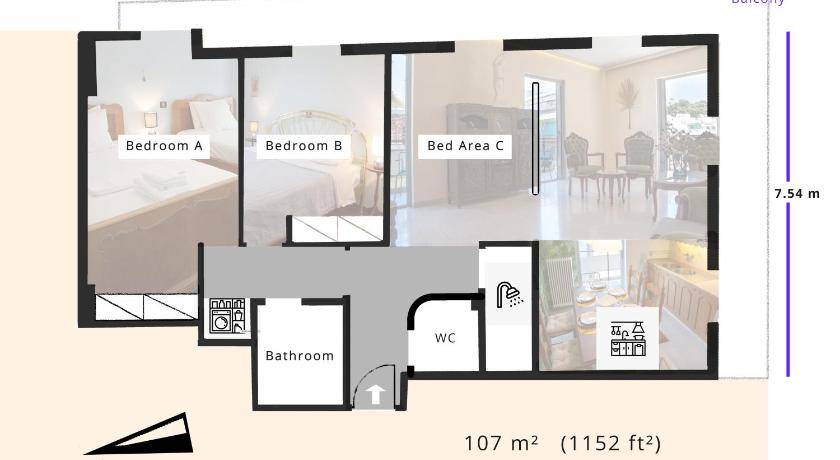 Thissio Apartment | 107 m² Apartment ∙ 2 bedrooms ∙ 6 guests