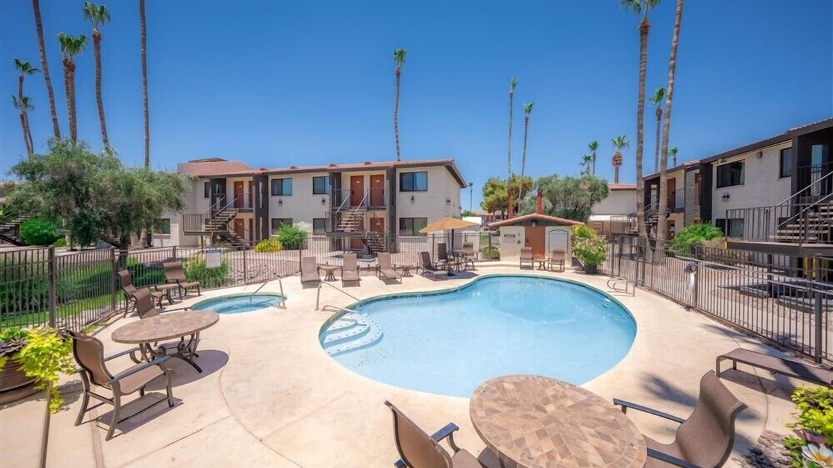 New Papago Parkway Apartment | 117 Upscale Greenbelt Oasis | Heated Pool, Premium Cable, Private Patios