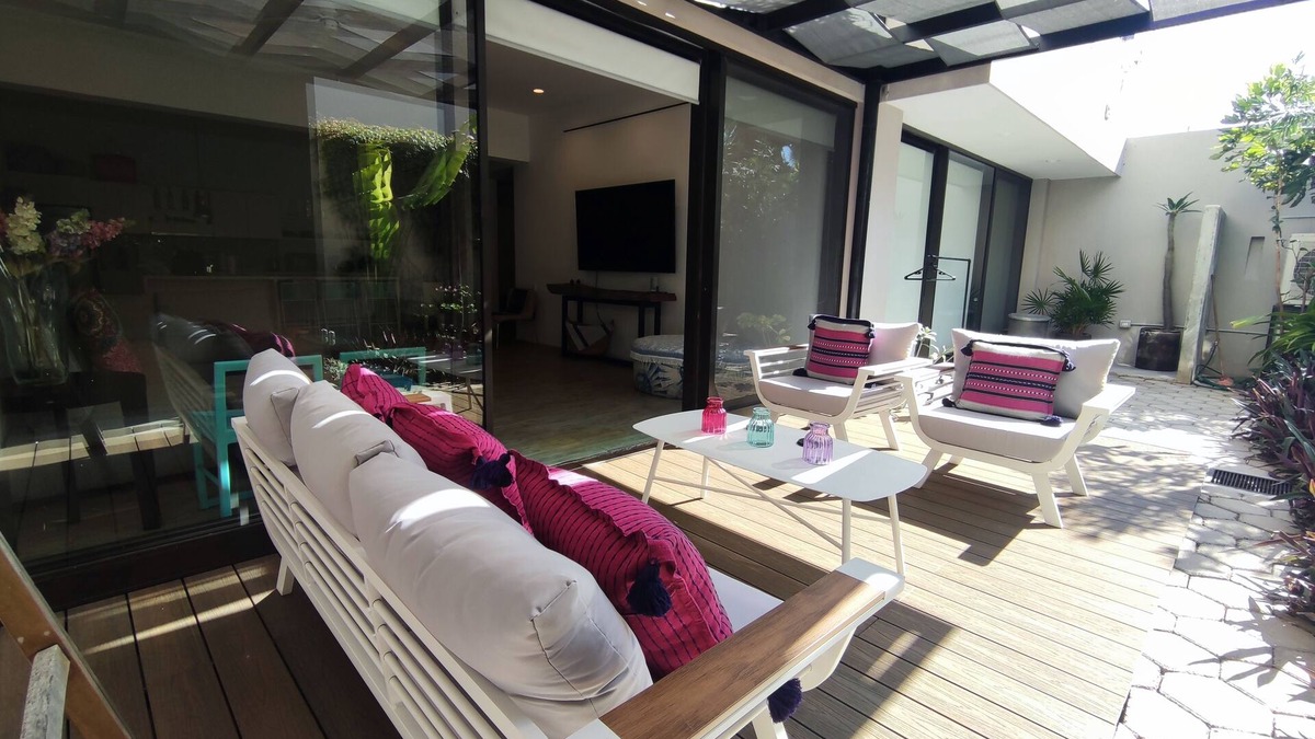 Crucecita Condo | 2 BR Patio Oasis Steps from Beach & Supermarket