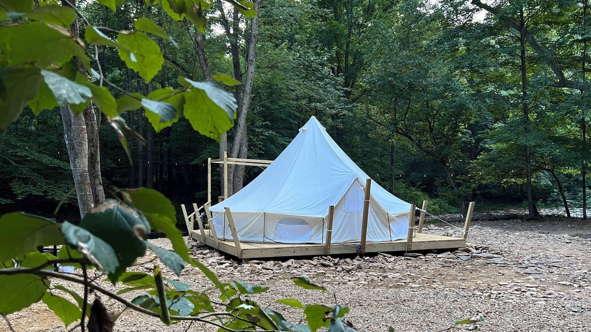Gans RV Rental | 2 Queen-Bed Canvas Bell Tent on Working Farm in Historic Laurel Highlands