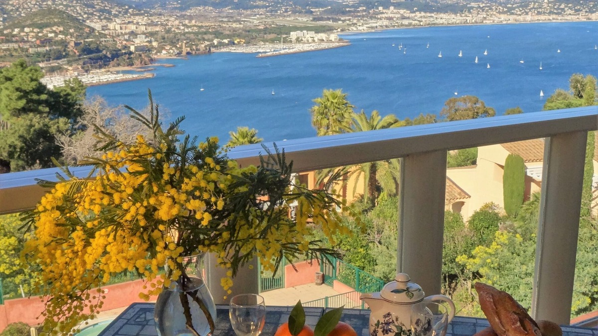Theoule-sur-Mer Apartment | 2 rooms, exceptional sea view, private parking, swimming pool, WIFI