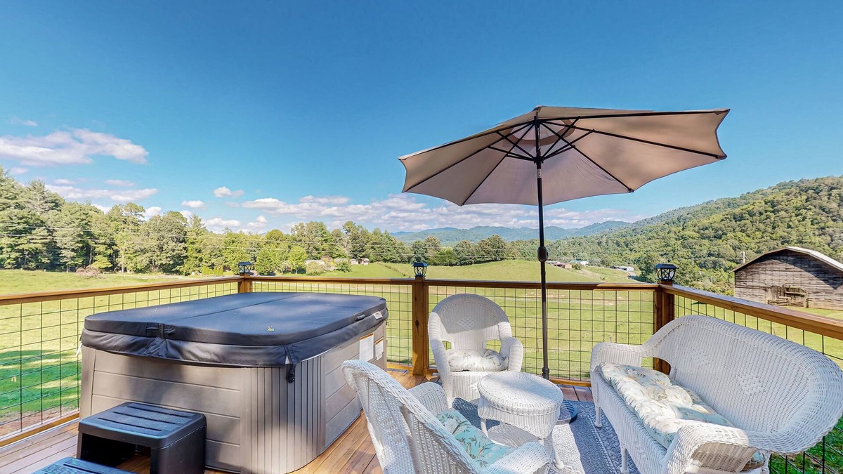 Mars Hill Cabin | 2 Tiny home cabins with private hot tubs, covered porches, & amazing views