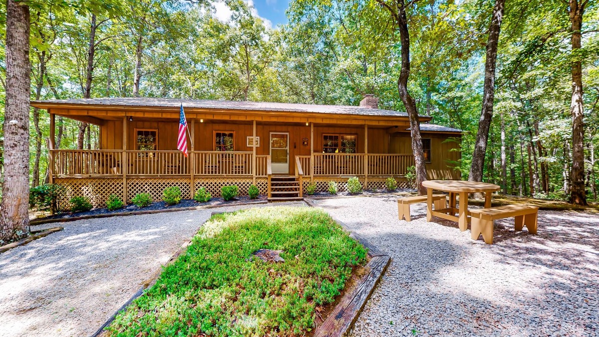 West Point Cabin | 24-acre property with creek, picnic gazebo, firepit, fireplace, & W/D