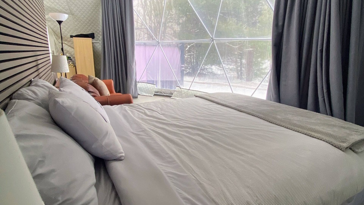 Weslemkoon RV Rental | 26 Foot Glamping Dome with Lake Access and Hot Tub on a 32 Acre Property