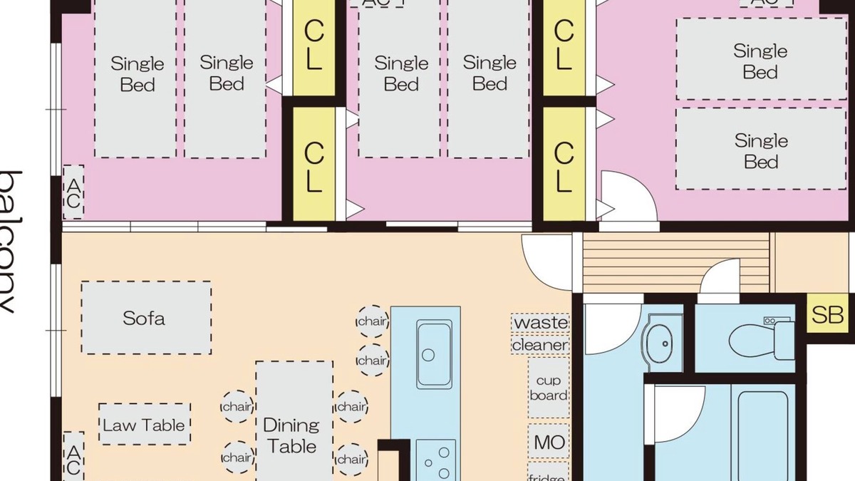 Joto Apartment | 3 bed room max 6 persons! Easy access to Namba and Shinsaibashi! 4 min.