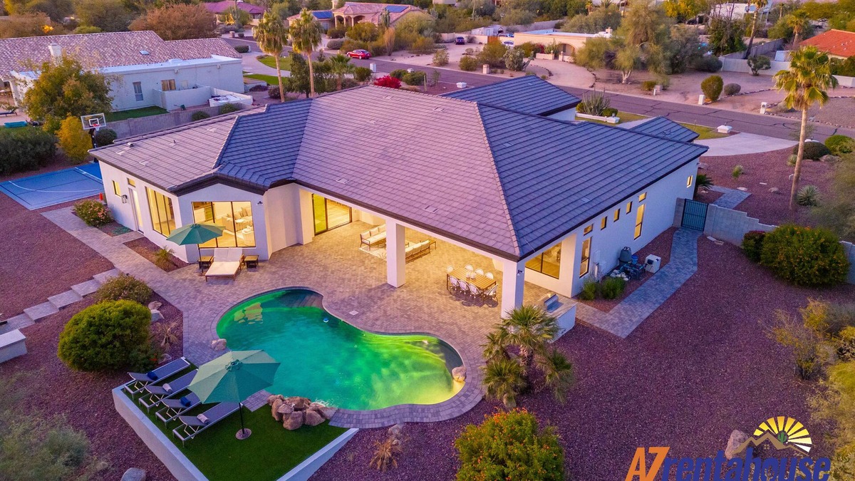 Sundown Manor Villa | 3 Million Desert Paradise+PickleballCourt+HtdPool+Playset+Firepit+PoolTable+HugeLot+Prime Location