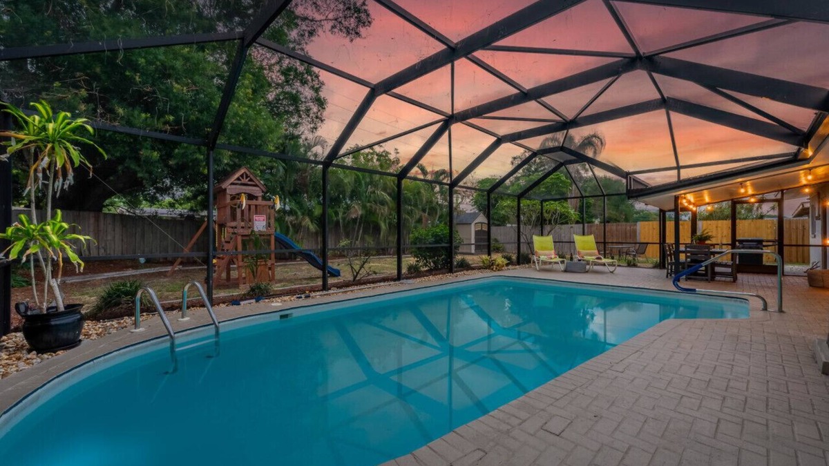 Seminole House | 3BR/2BA Pet & Kid-Friendly Oasis w Heated Pool, Swingset, Game Rm, Near Beach