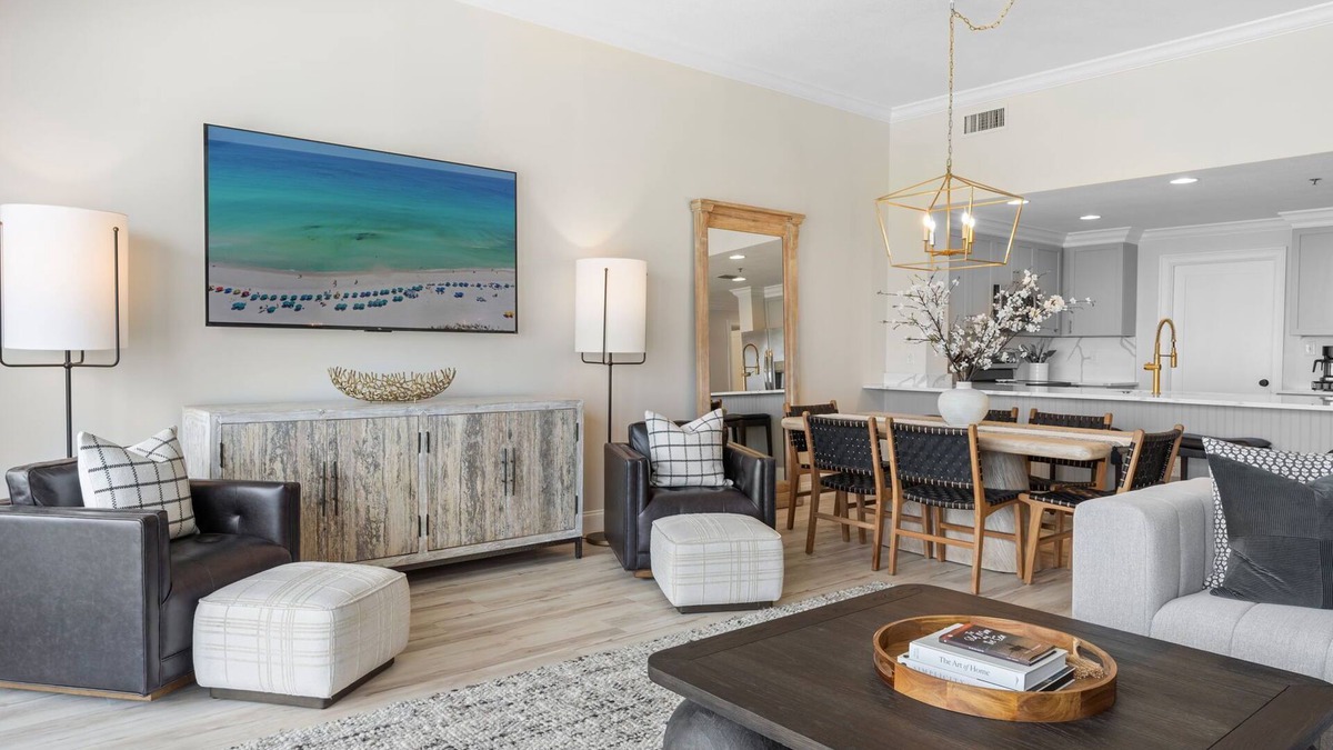 Thomas Drive Condo | 3BR Beachfront Condo in PCB! Spacious Balcony, Pool, Hot Tub, Steps to Beach!