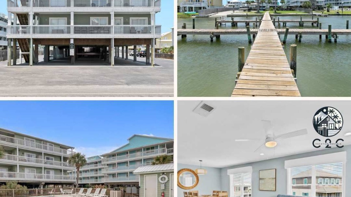 Gulf Shores Apartment | 3BR Condo with Gulf Views,Pool,Boat Launch & Dock