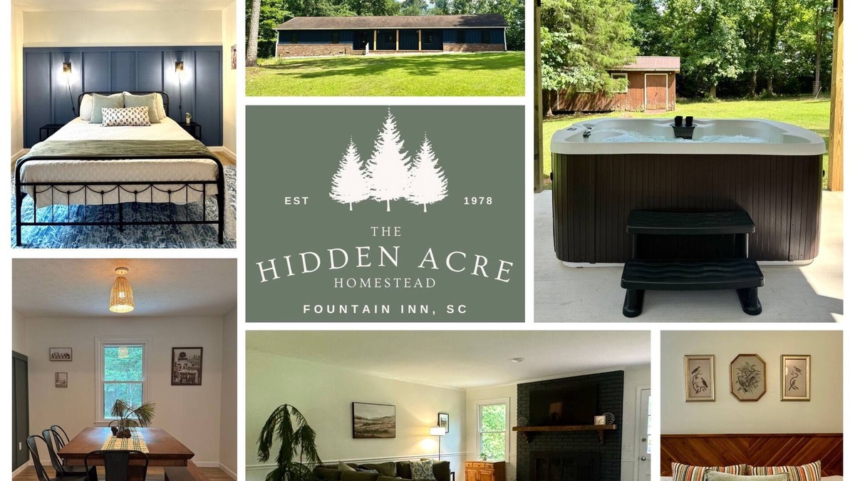 Fountain Inn House | 4 Bedroom Retreat w/Hot Tub on Private Acre of Wooded Land