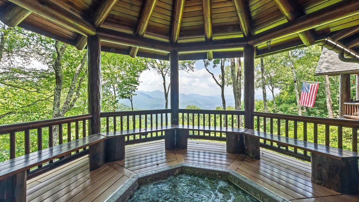 Waynesville Cabin | 4BR/4 1/2 BA, Covered deck with Hot-tub overlooking the mountains