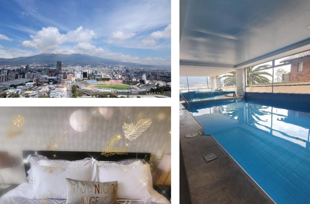Financial District Apartment | 500 Excelente Vista ciudad Quito,parque, piscina,balcón,sauna,tranquilo encantador seguridad 24-7