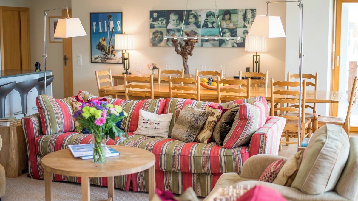 Flims Apartment | 6.5-room apartment located in luxurious apartment building above Flims Dorf.
