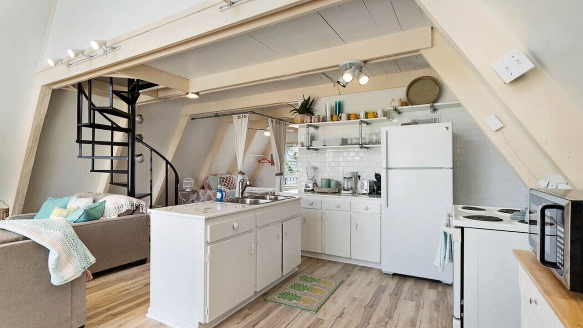 Surfside Beach House | A-frame Beach Home With Fenced Yard and Fire Pit
