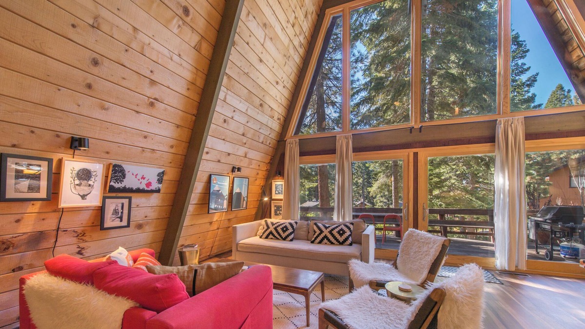 Lake Forest Cabin | A Frame of Mind- filtered lake views, a large deck area, and only a short drive to shores of Tahoe