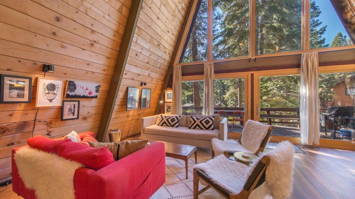 Lake Forest Cabin | A Frame of Mind- filtered lake views, a large deck area, and only a short drive to shores of Tahoe