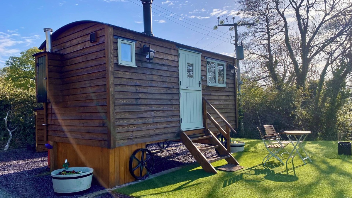 Henryd House | A quiet and cosy Shepherds Hut, with wood burning fire with scenic views