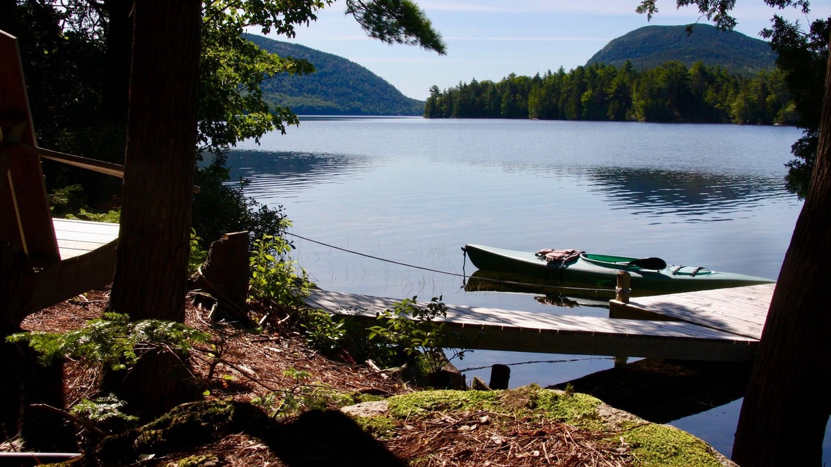 Mount Desert Cottage | Acadia Long Pond Waterfront 75 ft to Dock Modern Cottage Sleeps 5