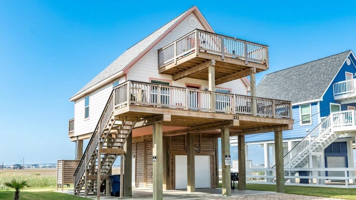 Surfside Beach House | Adorable Beach A-Frame, 2 Decks & Water Views!
