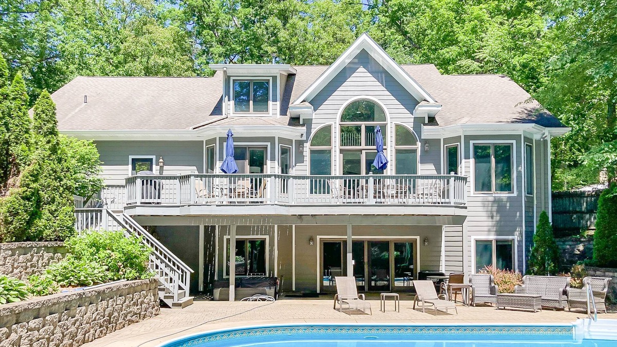 New Buffalo House | Airy home with private pool, hot tub, big game room, & golf cart - walk to beach