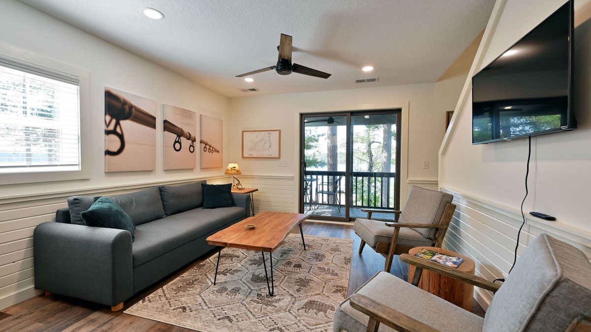 Webb Lake Condo | All 4 lakefront condos! Private beach, dock, sauna, club room, decks.