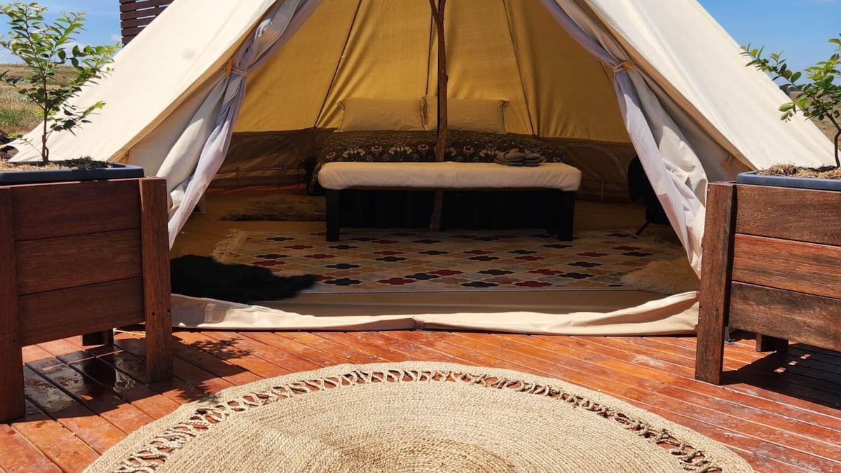 Wayo RV Rental | Amazing glamping experience overlooking the countryside and lake. Pet friendly!