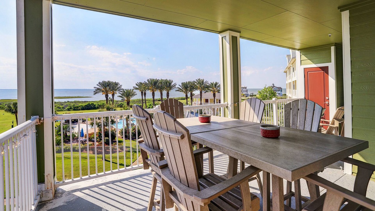 Galveston Condo | Amazing view of San Luis Pass and directly viewing the Sunset Pool/Lazy River!