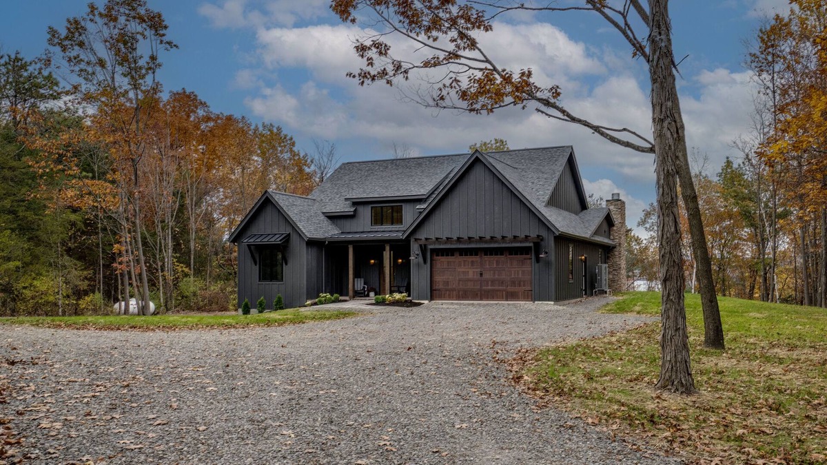 Valois House | Among the Oaks: Newly built Luxury home with game room, wooded setting overlooking Seneca lake