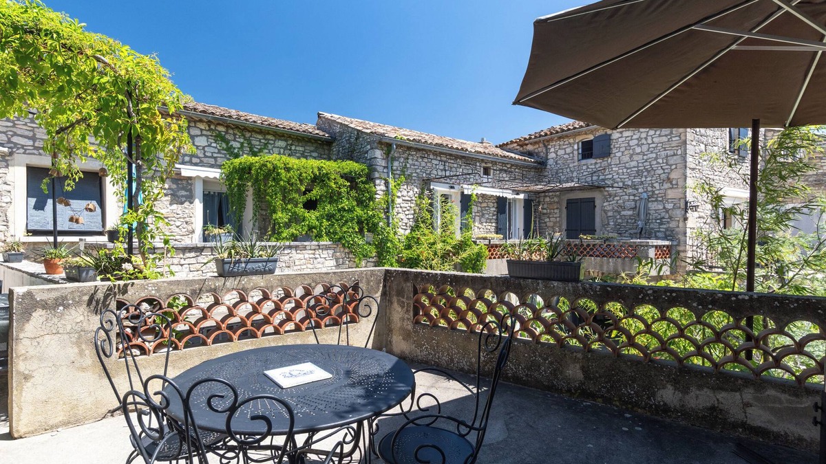 Orgnac-l'Aven Apartment | Apartment 'Micocoulier De La Maréchale' with Mountain View, Shared Pool and Wi-Fi