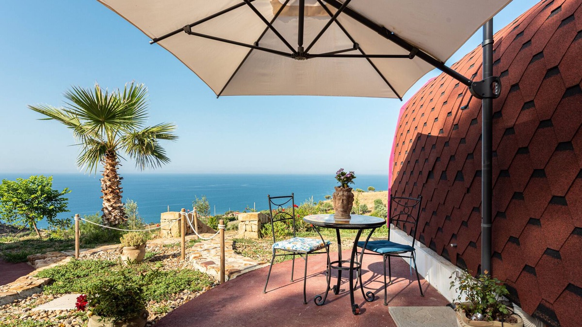 Castel Di Tusa RV Rental | Apartment 'Terreditusa - Bungalow Melograno' with Sea View, Wi-Fi and Air Conditioning