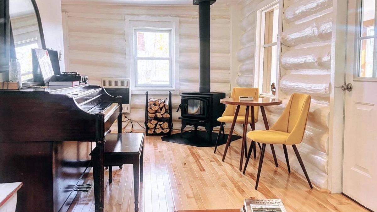 Arkville Cabin | Arkville Chalet—log cabin with wood stove and mountain view