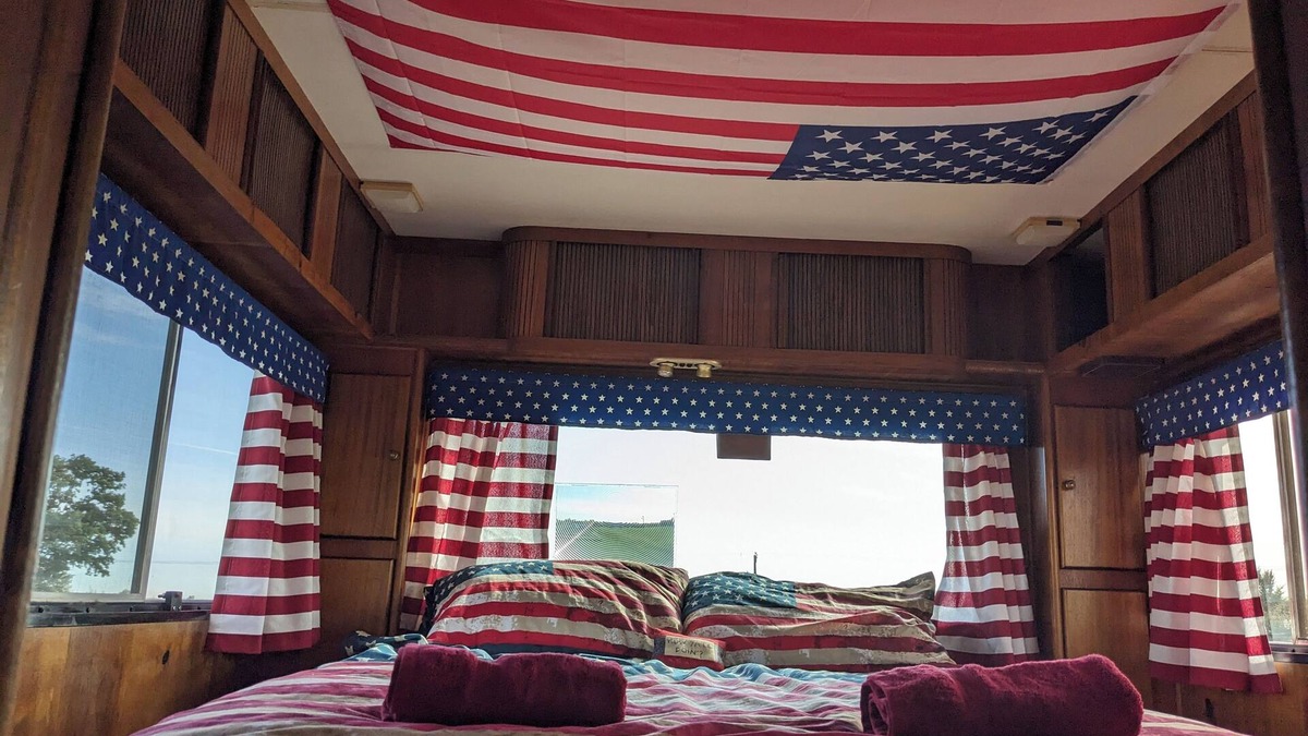 North Wheatley House | 'Arvey the American RV, parked on a picturesque campsite with its own garden