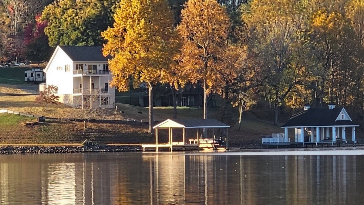 Goodview Cottage | Autumn Escape-Lakeside Retreat Hot Tub-Dock-Fall Foliage at Smith Mountain Lake