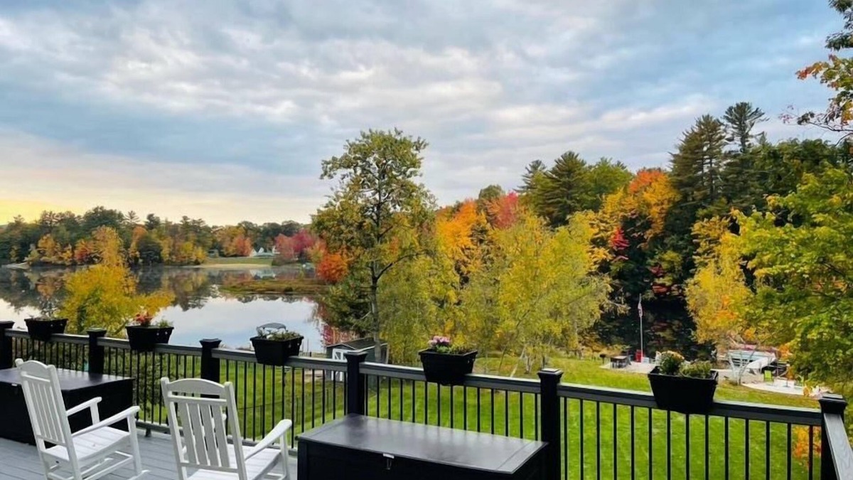 Barnstead House | Autumn Lakeside Retreat on Locke Lake — Stunning Views & Private Hot Tub