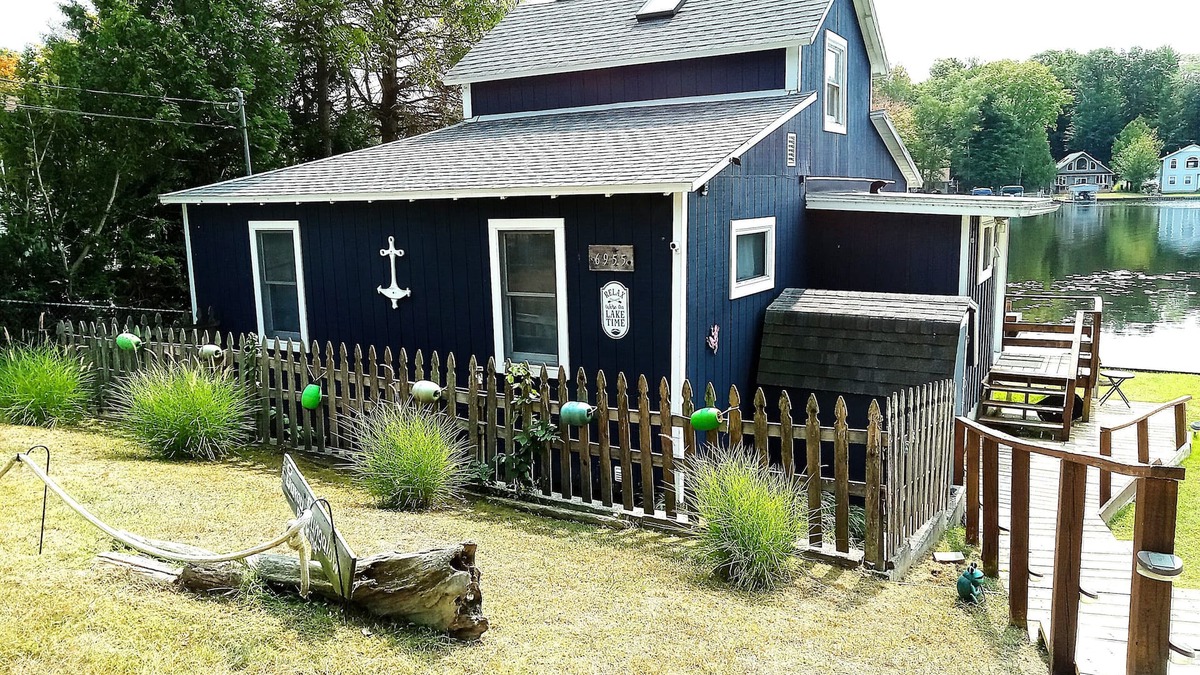 Ludington Cottage | Bayou Bungalow - On Hamlin Lake, waterfront, dock, firepit