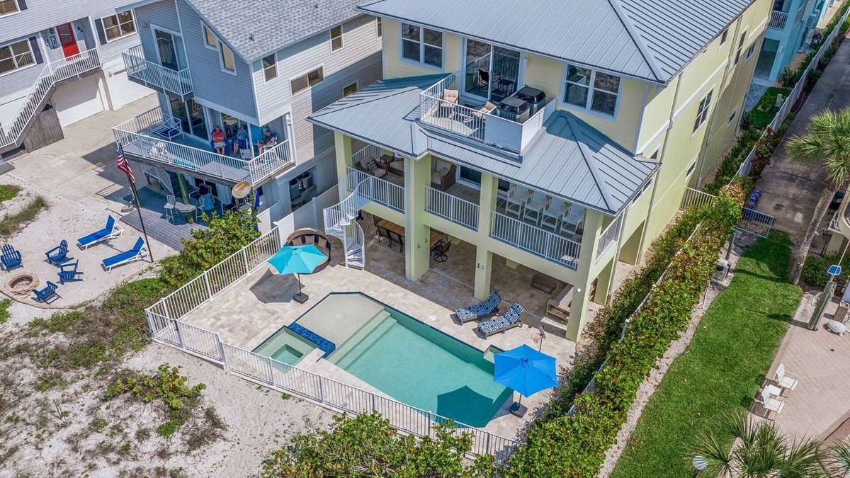 Indian Shores House | Beach Front Paradise is a Brand New Construction 7 Bedroom with POOL and Hot tub sleeps 18