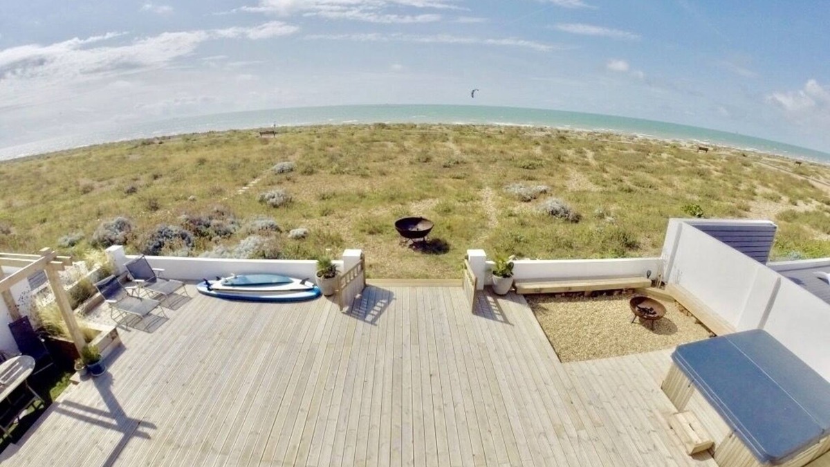 Southwick House | Beach House with huge deck & hot tub leading directly onto Shoreham Beach