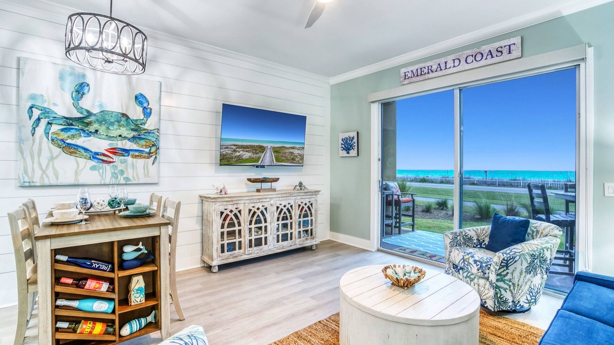 Miramar Beach Condo | Beach Retreat 108-Newly Renovated Gulf Front Condo, Pet Friendly, Beach Service