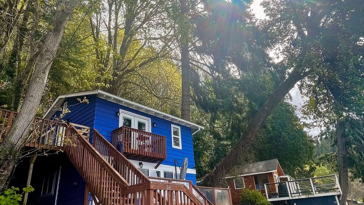 Vashon Island House | Beach view getaway with deck, gas grill, firepit and W/D