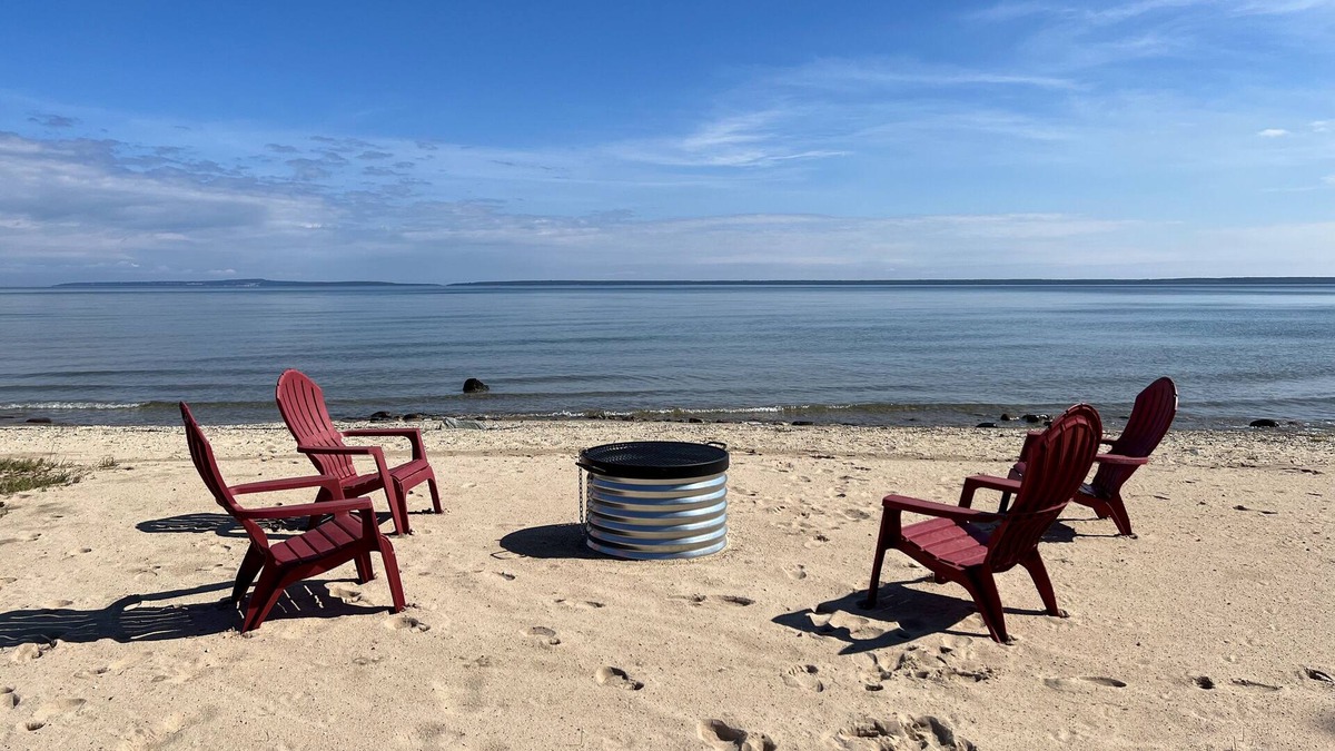 Cheboygan House | Beachfront Cottage on Lake Huron, views of Mackinaw Bridge, Sandy Beach!