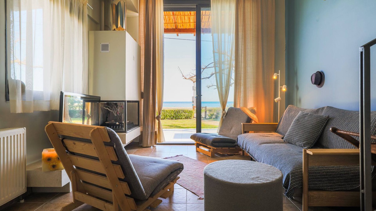 Kalamitsi Villa | Beachfront Luxury. A Modern Maisonette with Breathtaking Views in Kalamitsi.