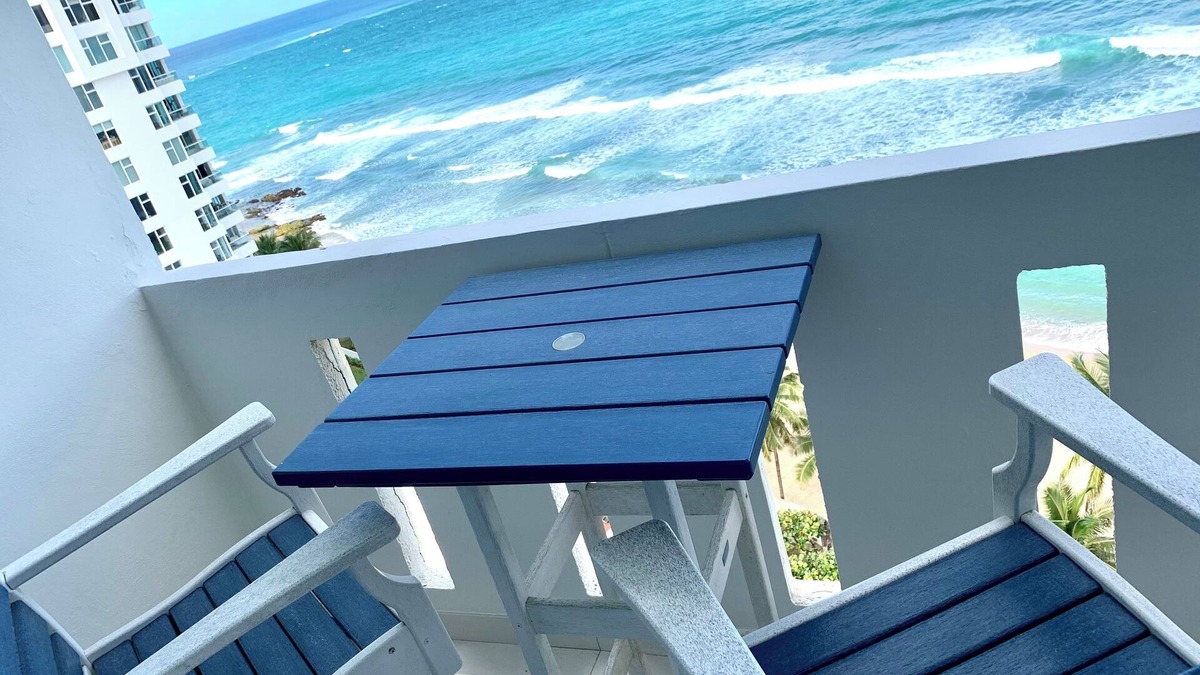 San Juan Apartment | Beachfront Oceanview 1-bedroom condo with balcony, parking, wifi, AC