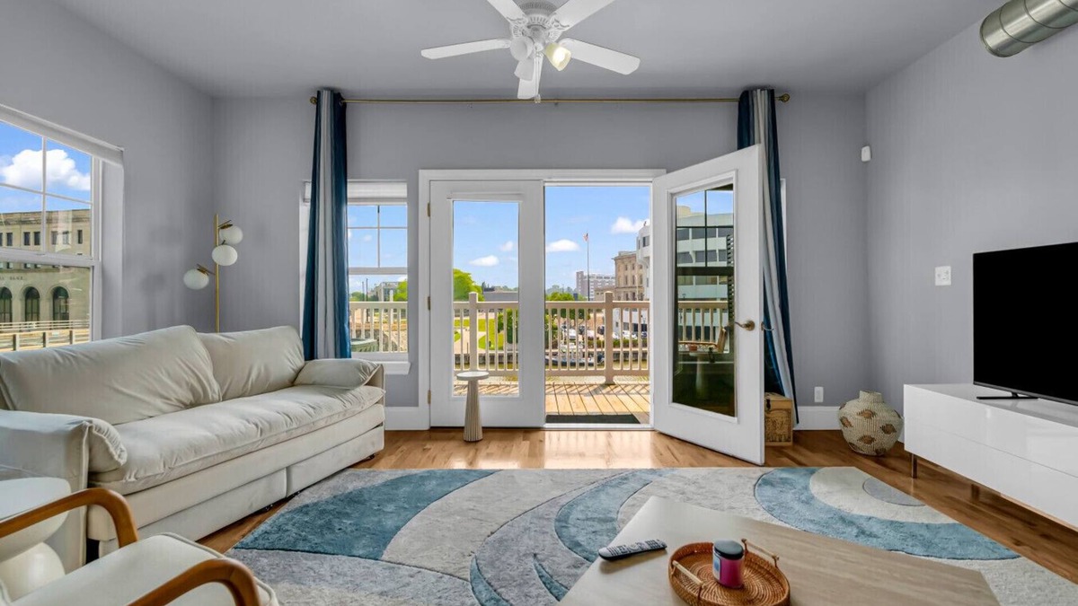 Port Huron Apartment | Beachy Blues by the Black River