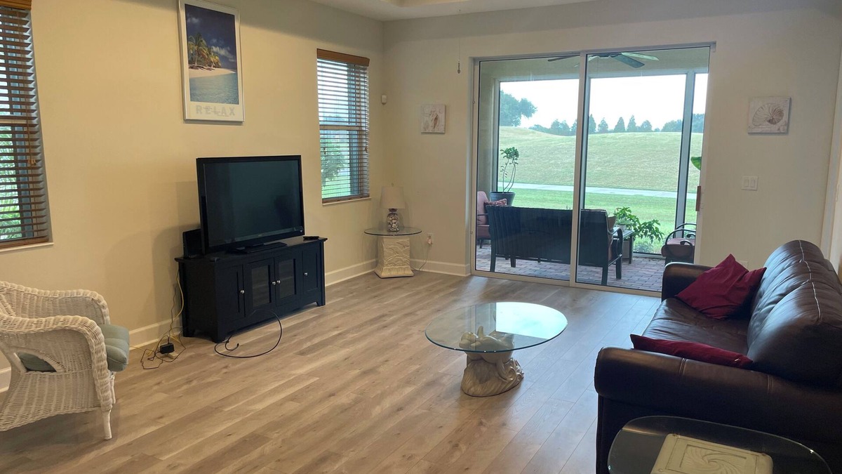 Sun City Center House | Beautiful golf course view. Large kitchen. Open concept living area.