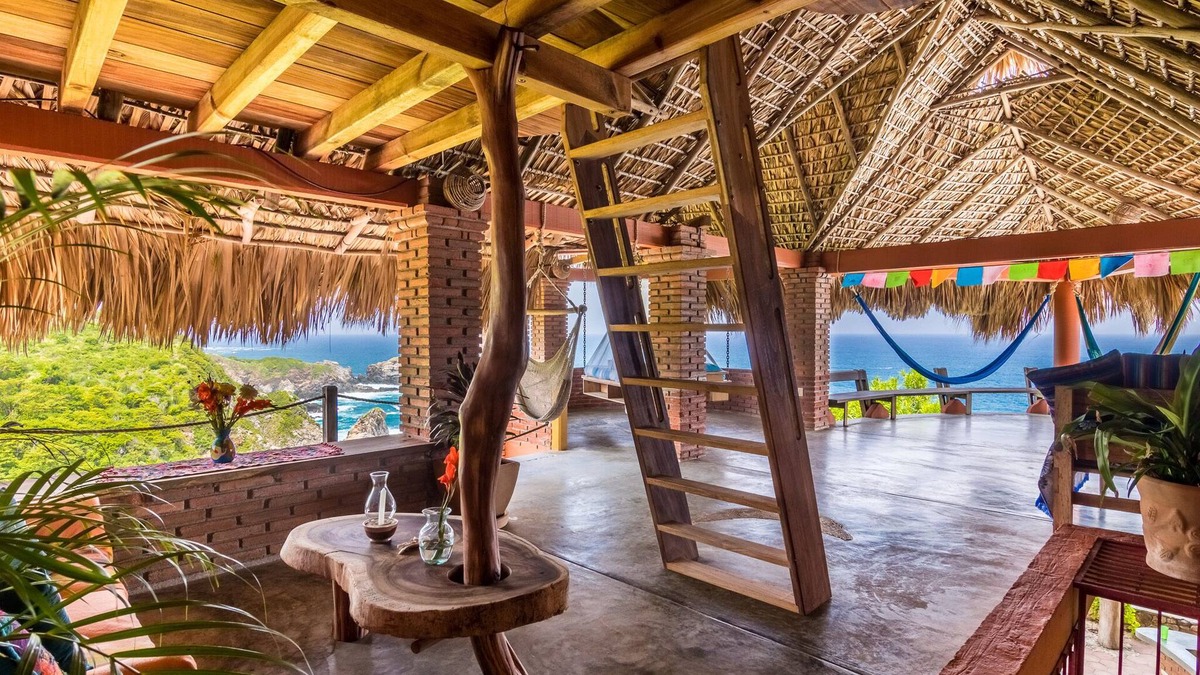 Puerto Angel House | Beautiful Handcrafted 2 (+) Story Cliff-Side Dwelling with Sweeping Ocean Views
