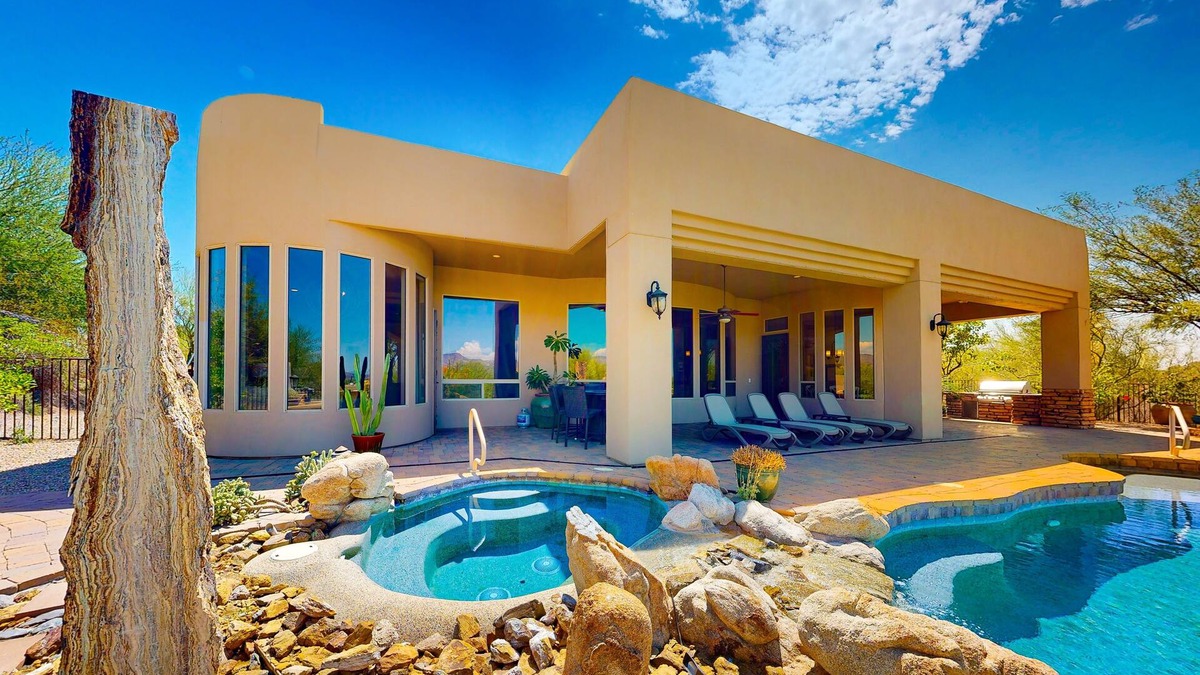 Black Mountain Shadows House | Beautiful mountain-view home with fireplace, private pool, grill, patio & W/D