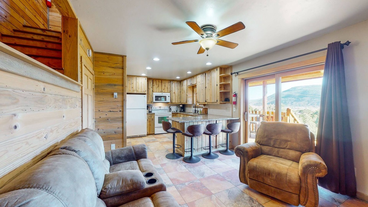 Alpine Village Cabin | Beautiful mountain-view cabin with covered deck, grill, fireplace & washer/dryer